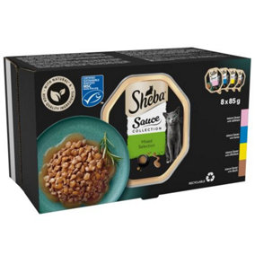 SHEBA Sauce Collectiom Adult Wet Cat Food Mixed Selection 8 x 85g Tray (Pack of 4)