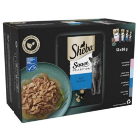 SHEBA Sauce Collection Adult Cat Food Fish Selection 12x85g Pouch (Pack of 4)