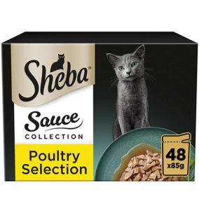 SHEBA Sauce Collection Adult Cat Food  Poultry Selection 12 x 85g Pouch (Pack of 4)