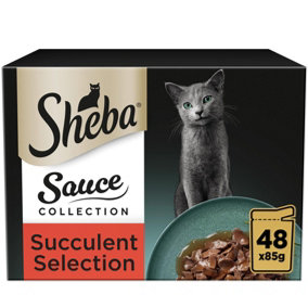 SHEBA Sauce Collection Adult Cat Food  Succulent Selection 12 x 85g Pouch (Pack of 4)