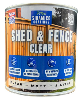 Shed and Fence Clear, 1 Litre Clear Matt, Wood Sealer & Protector for ...