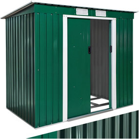 Shed with slanted roof - green/white