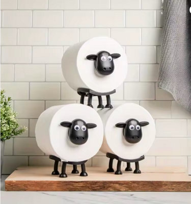 Cute Sheep Toilet Paper Holder - Metal, Holds 7 Rolls, Free-Standing Or Wall-Mounted, Black