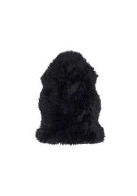 Sheepskin Black Rug, Handmade Rug with 50mm Thickness, Luxurious Shaggy Rug for Bedroom, & Dining Room-Single (65cm X 95cm)