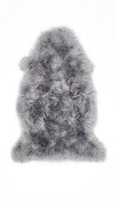 Sheepskin Grey Rug, Handmade Rug with 50mm Thickness, Luxurious Shaggy Rug for Bedroom, & Dining Room-Double (70cm X 175cm)