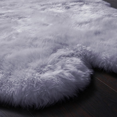 Sheepskin Grey Rug, Handmade Rug with 50mm Thickness, Luxurious Shaggy Rug for Bedroom, & Dining Room-Double (70cm X 175cm)