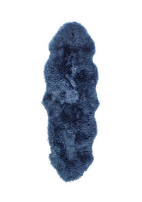 Sheepskin Navy Rug, Handmade Rug with 50mm Thickness, Luxurious Shaggy Rug for Bedroom, & Dining Room-Double (70cm X 175cm)