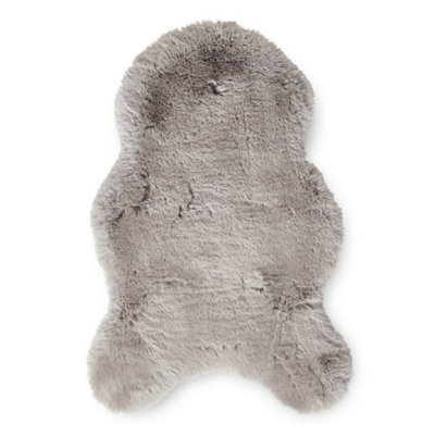 Sheepskin Silver Plain Shaggy Rug, 50mm Thickness Modern Rug, Luxurious Rug for LivingRoom, & DiningRoom-60cm X 180cm (Double)