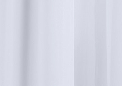 Sheer White Plain Woven Voile Slot Top Curtain Panel Pair (57x60") 145x152cm