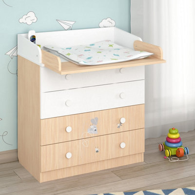 Shefa 800 Kids Changing Dresser Amis White-Pastel Oak (2 boxes)