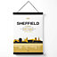 Sheffield Yellow and Black City Skyline Medium Poster with Black Hanger