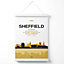 Sheffield Yellow and Black City Skyline Poster with Hanger / 33cm / White