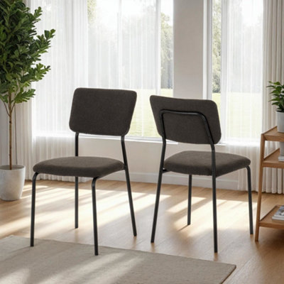 Sheldon Chairs Set of 4 in Grey Boucle Fabric