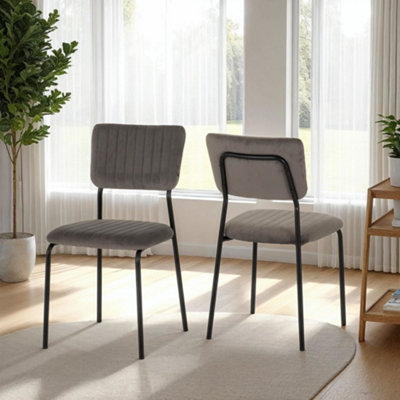 Sheldon Chairs Set of 4 in Grey Velvet Fabric