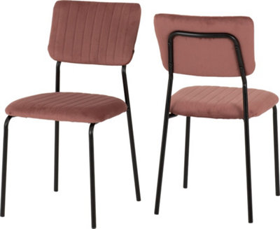 Sheldon Chairs Set of 4 in Pink Velvet Fabric