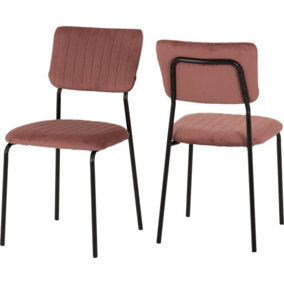 Sheldon Chairs Set of 4 in Pink Velvet Fabric