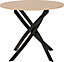 Sheldon Round Wooden Top Dining Table - L90 x W90 x H75 cm - Sonoma Oak Effect/Black