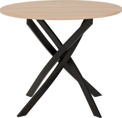Sheldon Round Wooden Top Dining Table with Black Legs