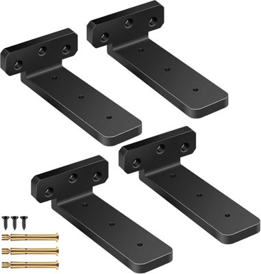 Shelf Bracket 100mm, 4 Pack Heavy Duty Black Shelf Brackets Wall ...