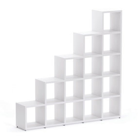 Shelf Depot 15 Cube Shelving Unit Eco-Friendly Steped Bookcase Freestanding Heavy Duty White (H)1830mm (W)1810mm (D)330mm