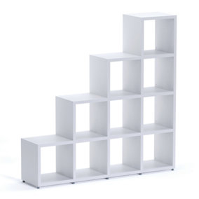 Shelf Depot 7 Cube Shelving Unit Eco-Friendly Stepped Bookcase Freestanding Heavy Duty White (H)1470mm (W)1450mm (D)330mm