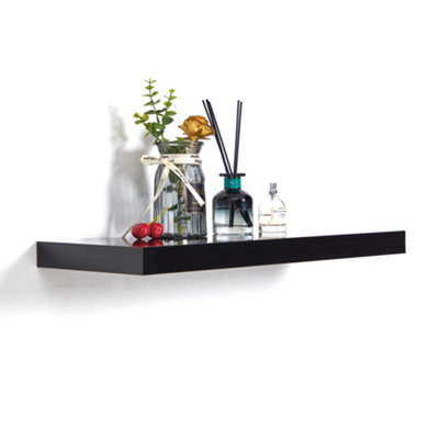 Shelf Depot Black Floating Shelf Heavy Duty Shelves 50kg UDL (L)600mm (D)250mm