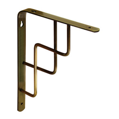 Shelf Depot Brushed Brass Step Shelf Bracket (H)180mm (D)230mm, Pack of 4