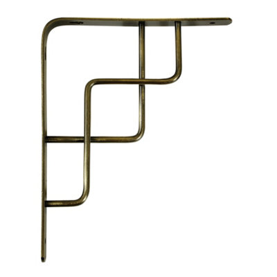 Shelf Depot Brushed Brass Step Shelf Bracket (H)180mm (D)230mm, Pack of 4