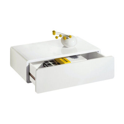Shelf Depot Floating Shelf with Floating Drawer Storage, White (L)510mm (D)250mm