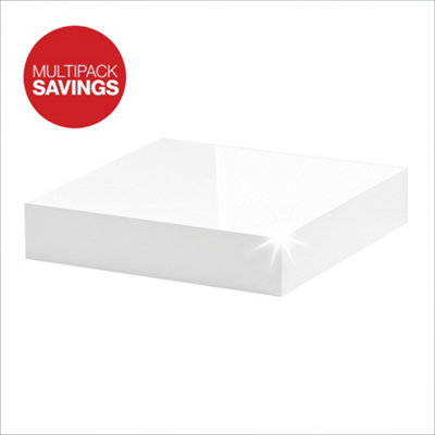 Shelf Depot Gloss White Floating Shelf (L)250mm (D)250mm, Pack of 2