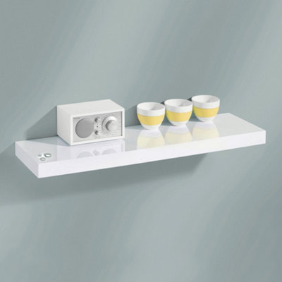 Shelf Depot Gloss White Floating Shelf (L)900mm (D)250mm