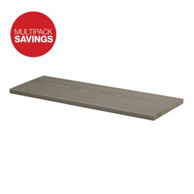 Shelf Depot Grey Pine Solid Wood Shelf Boards (L)600mm (D)200mm, Pack of 2