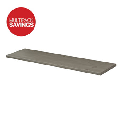 Shelf Depot Grey Pine Solid Wood Shelf Boards (L)800mm (D)200mm, Pack