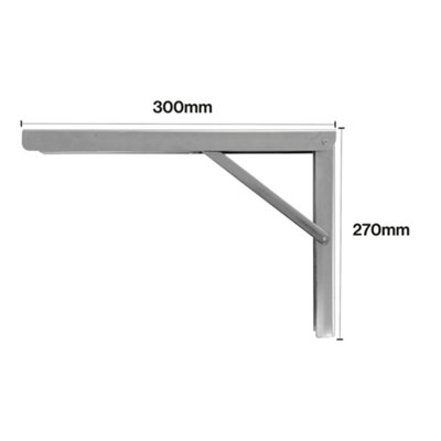 Shelf Depot Heavy Duty Folding Brackets Silver Zinc Plated (H)300mm  (D)200mm, Pack of 2