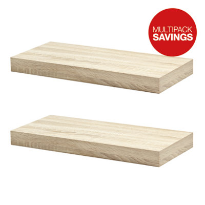 Shelf Depot Oak Floating Shelf (L)445mm (D)250mm, Pack of 2