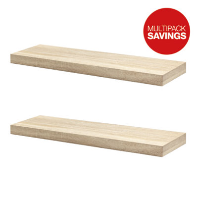 Shelf Depot Oak Floating Shelf (L)900mm (D)250mm, Pack of 2