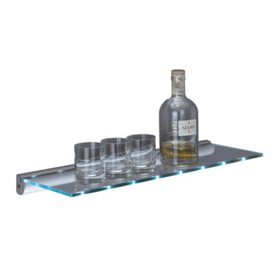 Shelf Depot Tempered Glass Shelf with Integrated LED Light, Liquor Display Storage (L)600mm (D)200mm