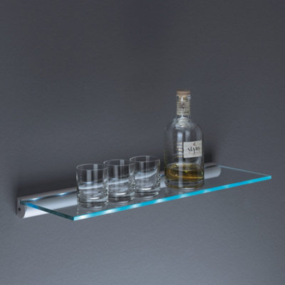 Shelf Depot Tempered Glass Shelf with Integrated LED Light, Liquor Display Storage (L)800mm (D)200mm