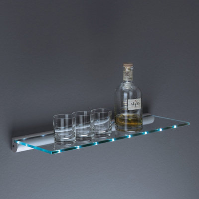 Shelf Depot Tempered Glass Shelf with Integrated LED Light, Liquor Display Storage (L)800mm (D)200mm
