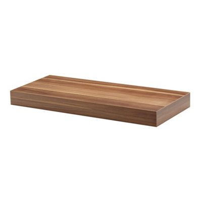 Shelf Depot Walnut Floating Shelf (L)445mm (D)250mm DIY at B&Q