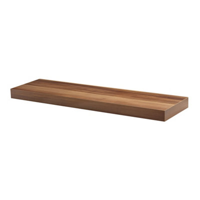 Shelf Depot Walnut Floating Shelf (L)900mm (D)250mm DIY at B&Q
