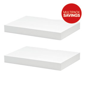 Shelf Depot White Floating Shelf with Cable Cutout (L)445mm (D)300mm, Pack of 2