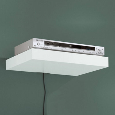 Shelf Depot White Floating Shelf with Cable Cutout (L)445mm (D)300mm