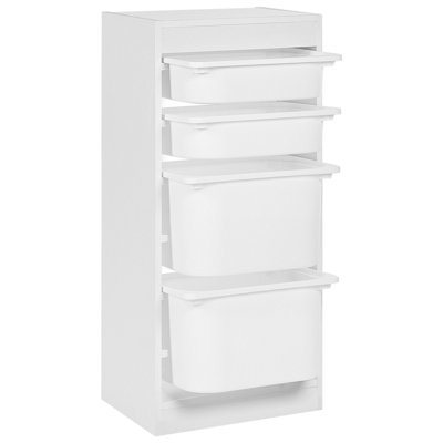 Shelf with 4 Storage Boxes TOBIN White
