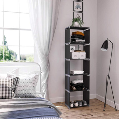 Shelf with 5 Open Cubes, Display Cabinet, Bookcase with Open Shelves for Home/Studio/Living Room Organiser, 50 x 30 x 180 cm