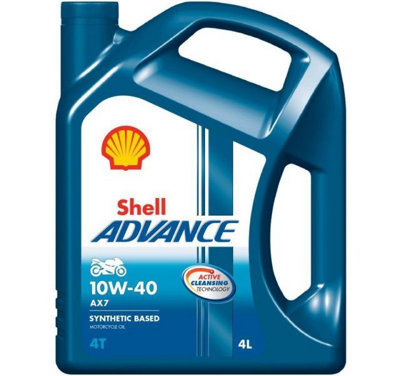 Shell 550027071 Advance 4T Ax7 10W-40 4L Sl/Ma2 Motor Cycle 4 Stroke Oil 3 Pack