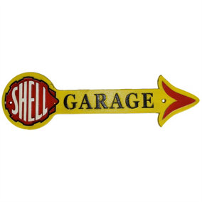 Shell Arrow Fuel Cast Iron Sign Plaque Wall Garage Petrol Shop Garage Workshop