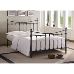 Shell Detailed Black Metal Bed Frame - Small Double 4ft