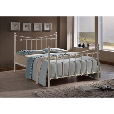 Shell Detailed Ivory Metal Bed Frame - Double 4ft 6"