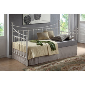 Shell Detailed Ivory Metal Day Bed Frame - Single 3ft